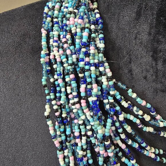 Womens Fashion Multicolor Multiple Layered Seed Beaded Necklace Jewelry - Picture 8 of 8